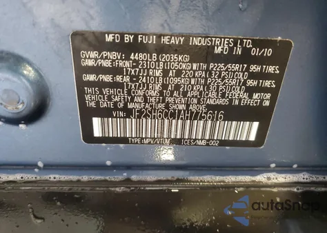 2010 Subaru Forester 2.5X Premium из США, поврежденный, VIN JF2SH6CC1AH775616